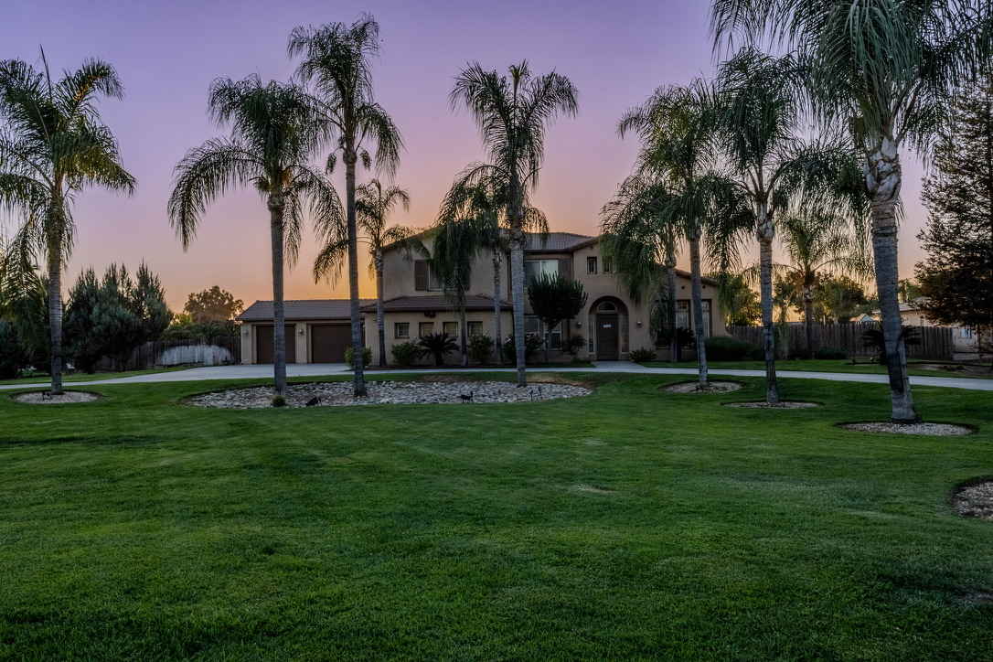 Luxury pool and patio twilight illumination